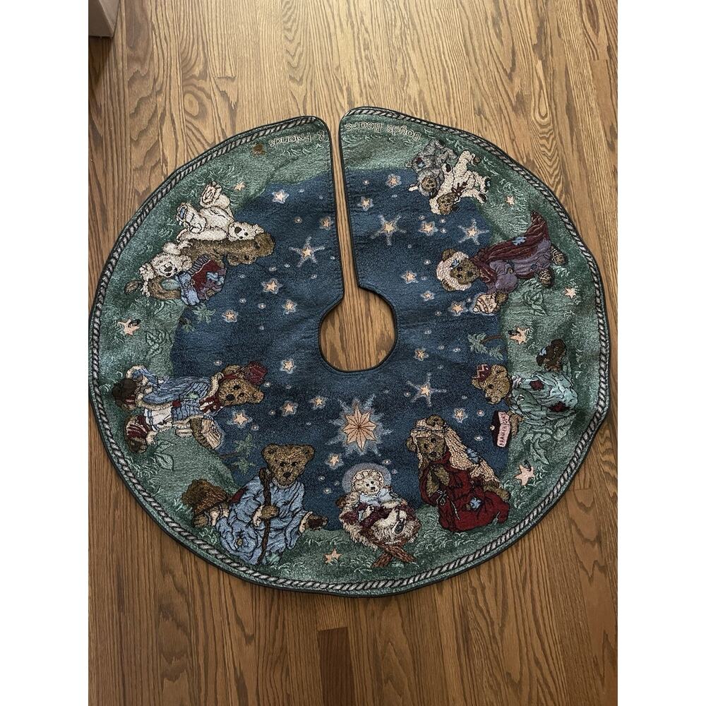 Vintage Boyds Bears Tapestry Nativity Holiday Pageant Christmas Tree Skirt
